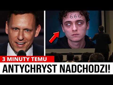 Peter Thiel przemawiający na podium podczas wykładu o czasach ostatecznych
